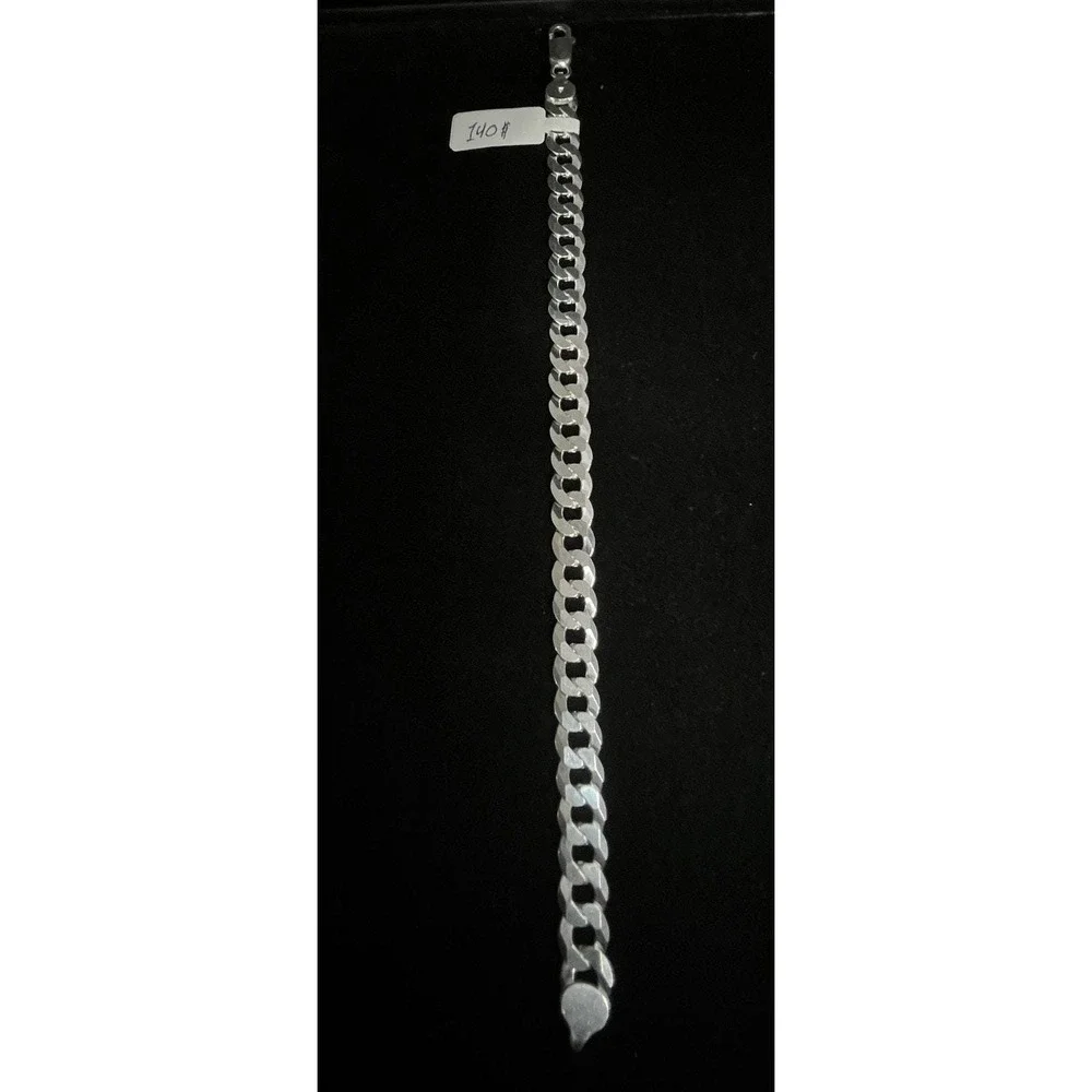 Esclava De Plata 925 Italiana Con Tejido Cubano 9 Inch